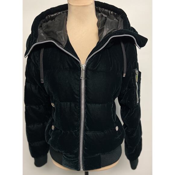 BCBGeneration Women Winter Down Velvet Puffer Coat Outerwear Emerald Green Small - Picture 12 of 16